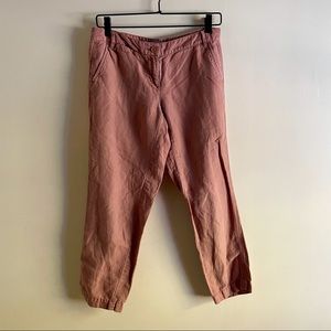 Ann Taylor LOFT womens linen dusty rose chino pants.